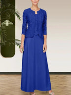 Glitter Lace & Satin Skirt Jacket Dress with Open Jacket