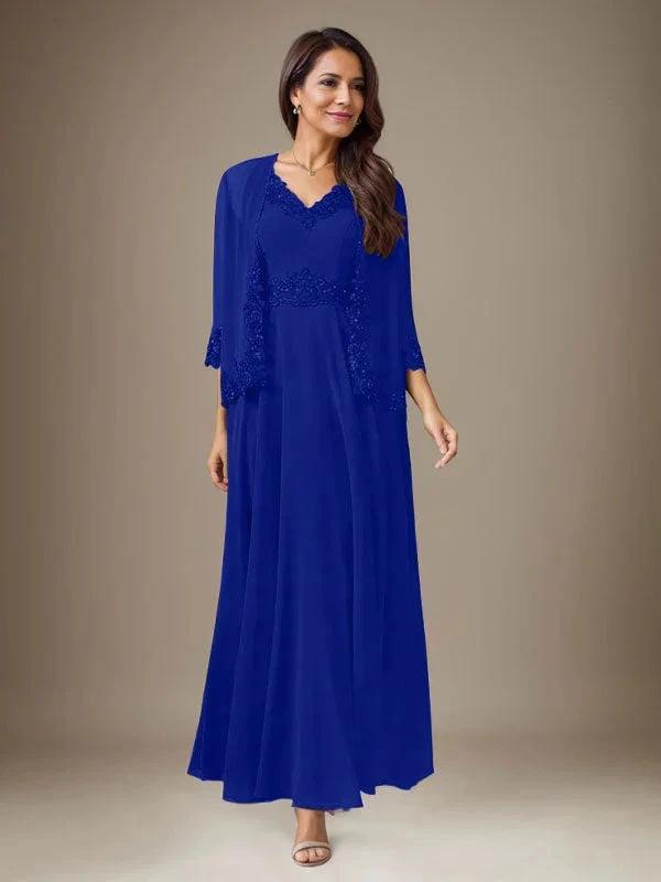 Plum A-Line Sequins Chiffon Dress