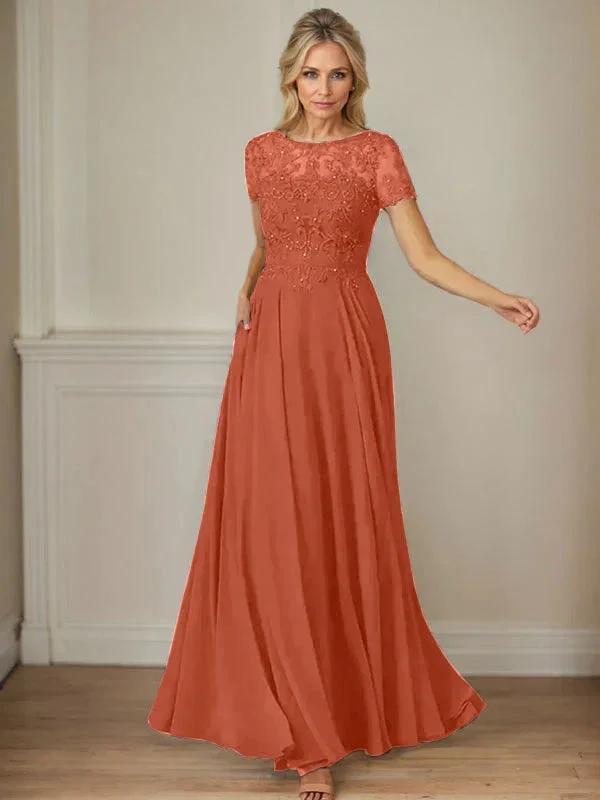 Dark Navy A-Line Boatneck Sequins Chiffon Dress