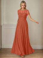 Dark Navy A-Line Boatneck Sequins Chiffon Dress