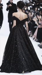 Sparkly Off The Black Sequins Prom Dress Formal Evening Dress Y8344