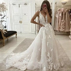 MACDOUGAL Boho Wedding Dress off The Shoulder Vintage Lace Appliques Bride Dresses Vestido De Novia Custom Made For Women