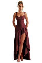 Satin Ruffles Prom Dresses for Teens Hi-Low Aline Cocktail Dresses for Women QA204