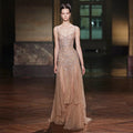 Champagne Beaded Mermaid Evening Dress Luxury Saudi Wedding Gown Customized