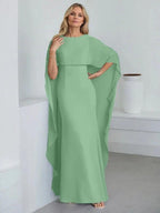 Sheath Scoop Floor-Length Chiffon Mother of the Bride Dress With Cascading Ruffles