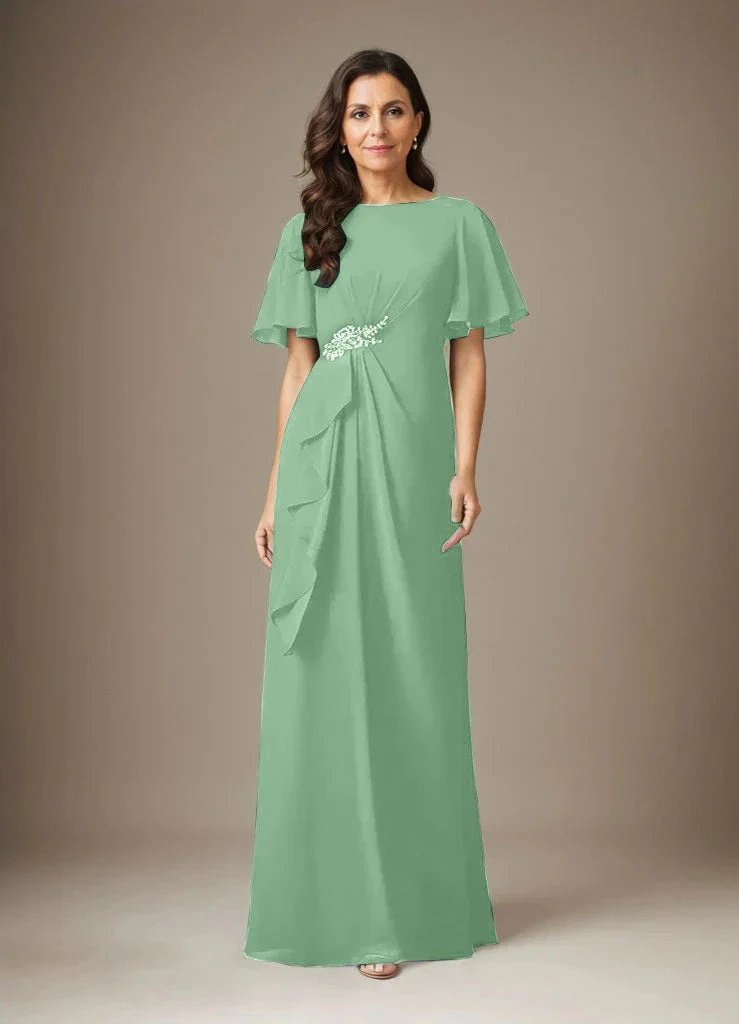 Dark Navy Sheath Beaded Chiffon Dress