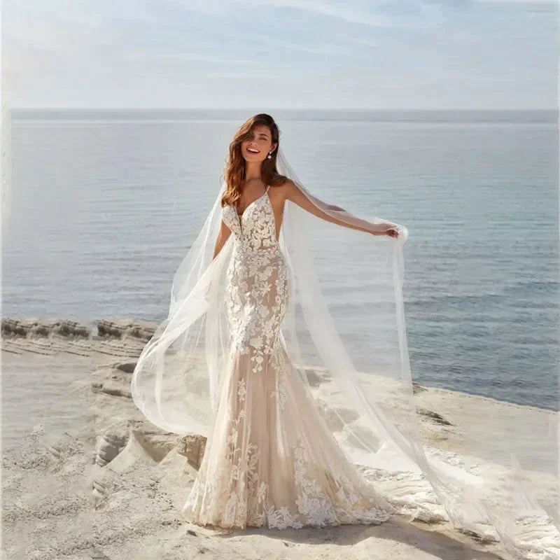 MACDOUGAL Boho Wedding Dress off The Shoulder Vintage Lace Appliques Bride Dresses Vestido De Novia Custom Made For Women