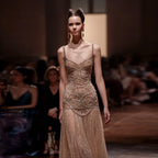 Champagne Beaded Mermaid Evening Dress Luxury Saudi Wedding Gown Customized