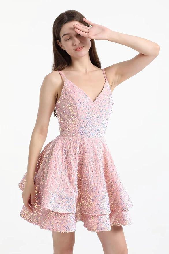Sequin Homecoming Dresses for Teens Sparkly Short Prom Dresses SYH87