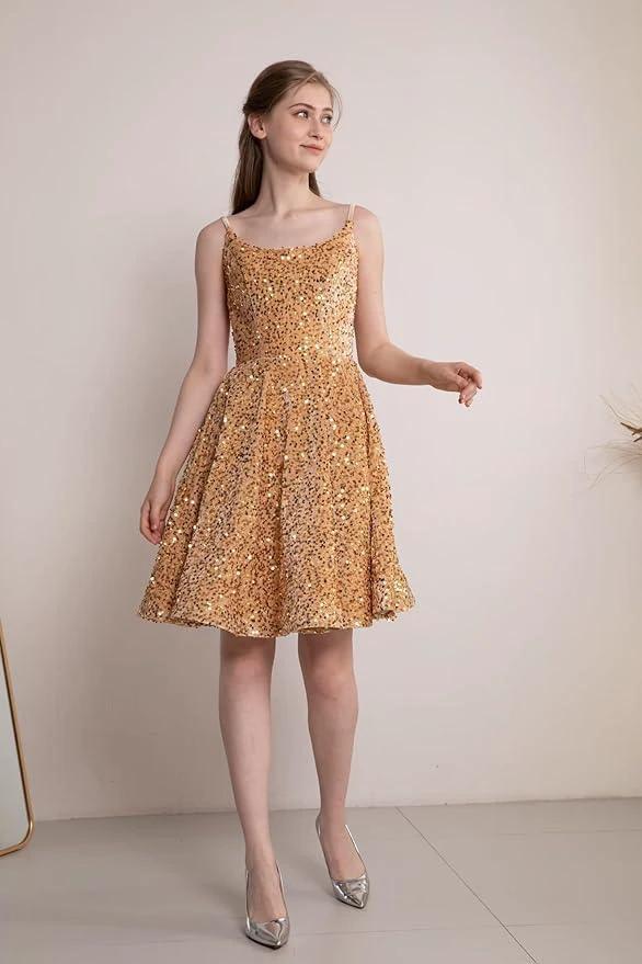 Sequin Short Homecoming Dresses for Teens Sparkly Prom Dresses SYH81