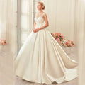 Sexy Backless Satin Wedding Dresses 2021 Chapel Train Bridal Gowns Ivory vestido noiva princesa