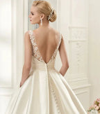 Sexy Backless Satin Wedding Dresses 2021 Chapel Train Bridal Gowns Ivory vestido noiva princesa
