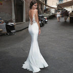 Sexy Mermaid Wedding Dress 2023 Slit Beach Sheath Open Back Sheer Lace Sleeveless Vestido De Noiva Backless Wedding Gowns
