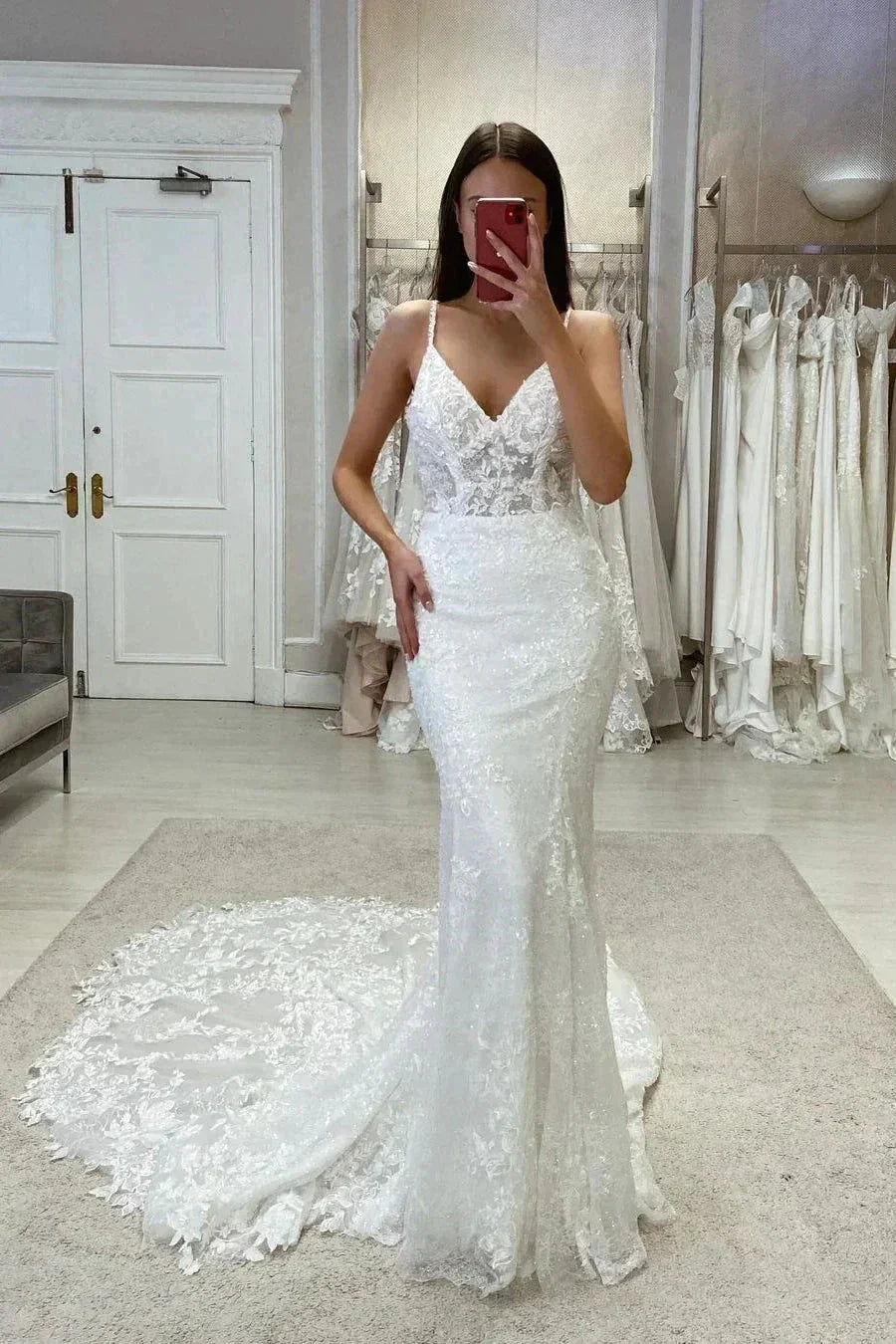 Sexy Off Shoulder Mermaid Mopping Wedding Dresses V Neck Bride Gowns Sleeveless Bridal Robes Appliques Backless Lace Charming