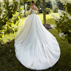 Sexy Off Shoulder Pretty Backless Mopping Wedding Dresses Fascinating Elegant Spaghetti Straps Boho Lace Applique Bride Gown