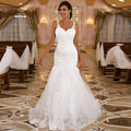 Sexy Sleeveless Sweetheart Wedding Dresses Women Gorgeous Lace Applique Mermaid Bridal Gowns Pleated Backless Formal Party Robe