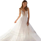 Sexy Spaghetti Straps A-line Deep V-Neck Backless Wedding Dresses  Sleeveless robe de mariée Bridal Gowns vestidos de novia 2023