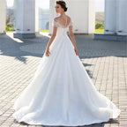 Shiny Off The Shoulder 2023 Wedding Dress For Bride Elegant Glitter Lace A-Line Bridal Gown Illusion Pleats Robe De Mariée