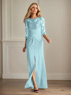 Plum Sheath Lace Stretch Crepe Mother of the Bride Dress