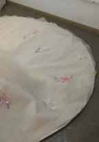 Blush Floral Strapless Ballgown Embroidered Skirt & Tulle Cape