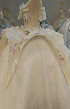 Ethereal Sweetheart Ball Gown Wedding Dress with 3D Floral Appliqués, Sequin Tulle & Corset Lace-Up Back Ye-2037