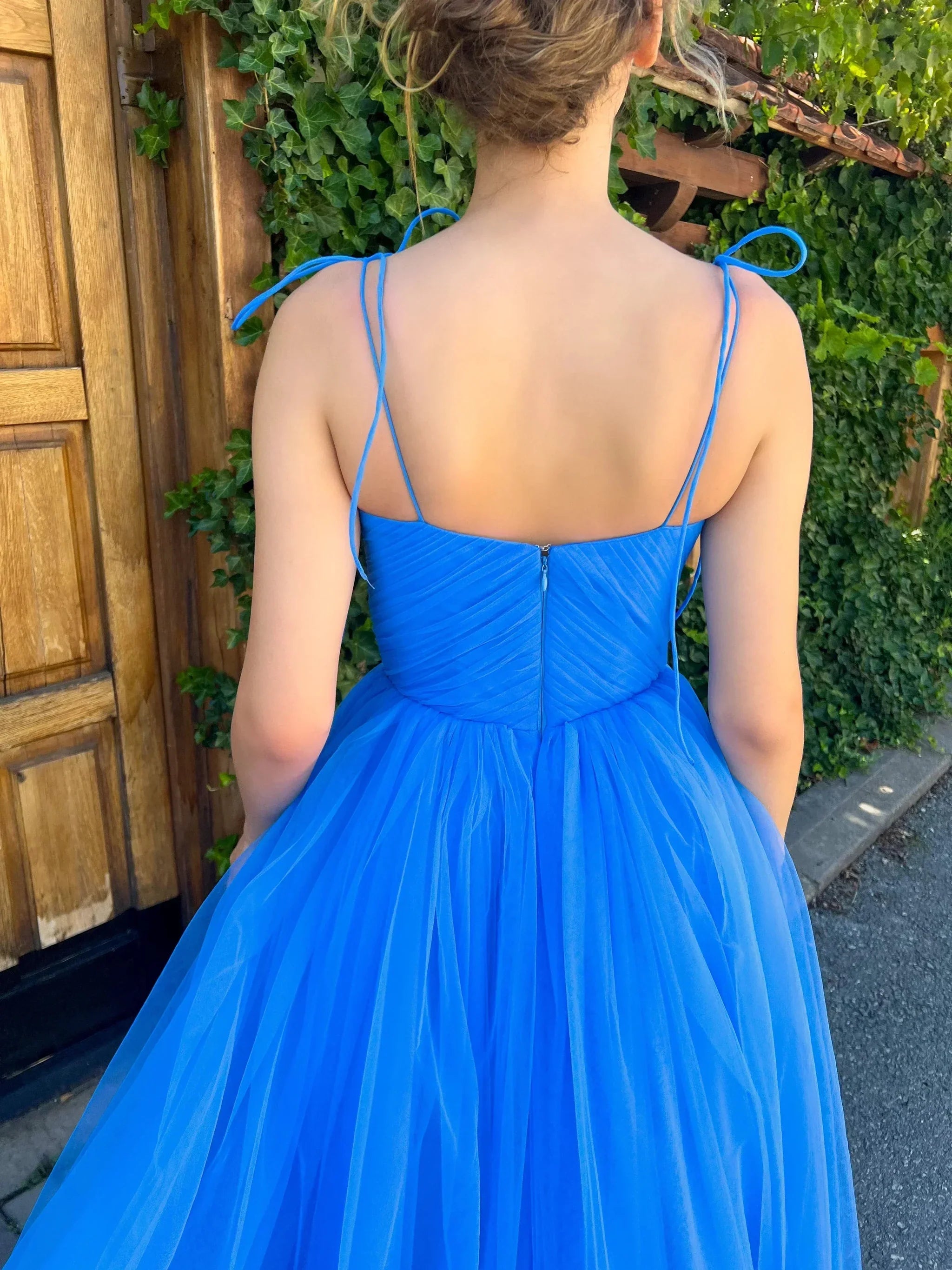 Spaghetti Straps Sweetheart Midi Length Prom Dress SYP186