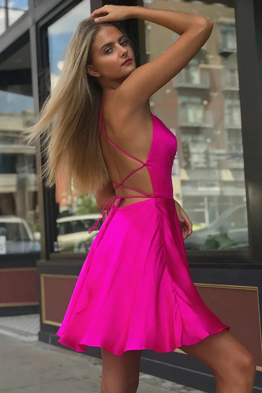 Spaghetti Straps Criss Cross Homecoming Dress SYH71