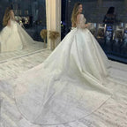 Sparkly Beading Wedding Dress Long Sleeves 2023 Vestido De Noiva Lace Up Pageant Beading Bridal Gowns Custom Made Hochzeitskleid