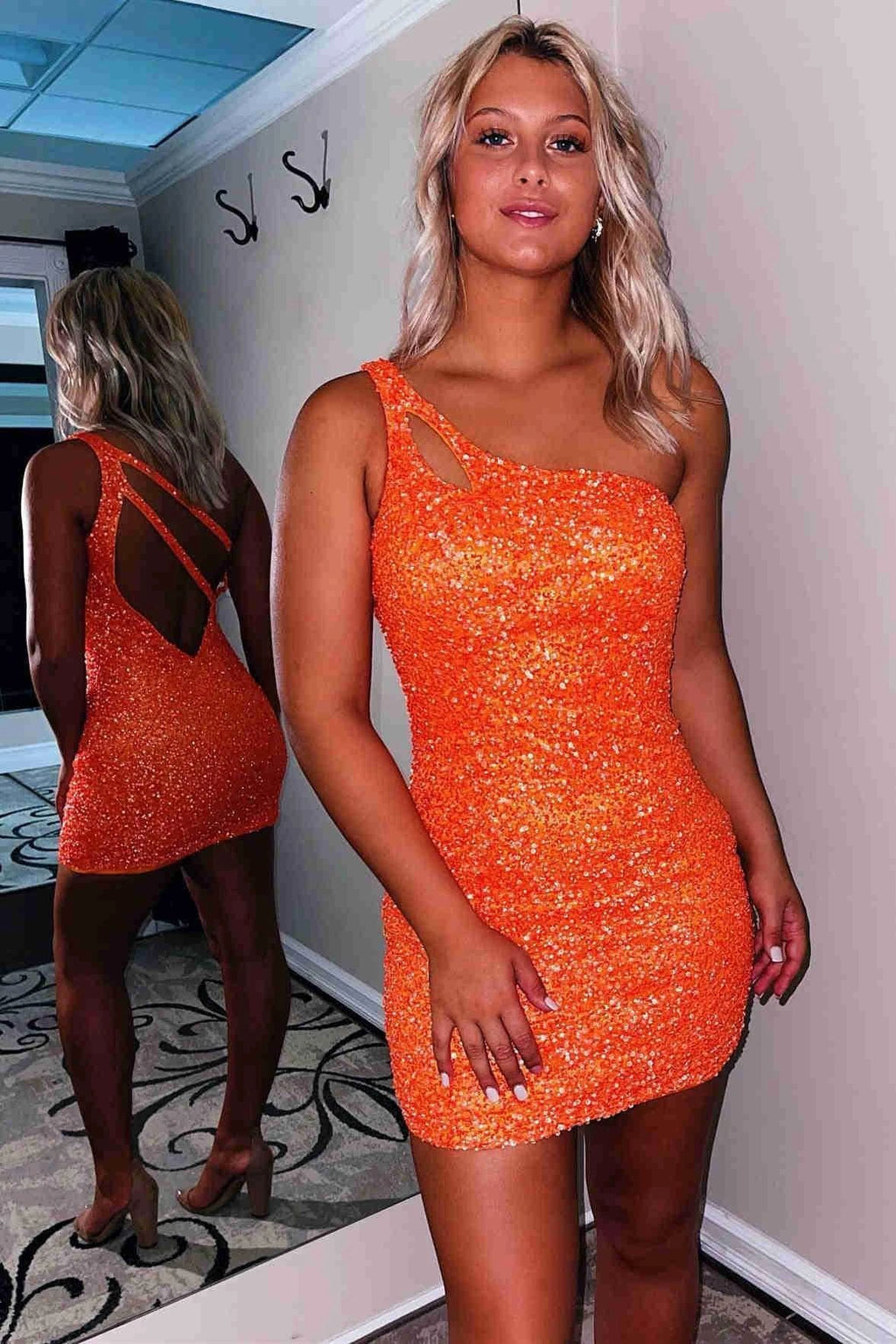 Stunning Hot Pink Sequins Homecoming Dress SYH19