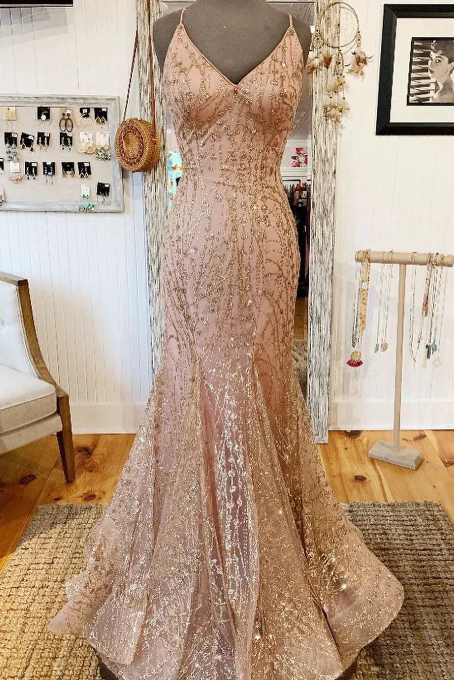 Mermaid V Neck Dark Green Prom Dress Stunning Evening Dress Y325