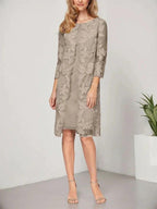 A-line Scoop Knee-Length Chiffon Lace Mother of the Bride Dress With Jacket