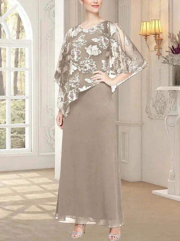 Long Glitter Mesh Dress with Novelty Asymmetric Overlay Bodice