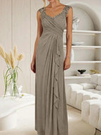 Champagne A-Line Sweetheart Neckline Pleated Mesh Dress