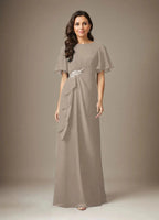 Dark Navy Sheath Beaded Chiffon Dress