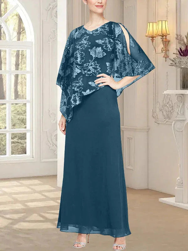 Long Glitter Mesh Dress with Novelty Asymmetric Overlay Bodice