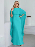 Sheath Scoop Floor-Length Chiffon Mother of the Bride Dress With Cascading Ruffles