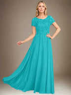 A-Line Scoop Floor-Length Chiffon Mother of the Bride Dress With Applique & Sequins