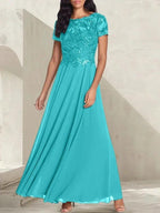 Charcoal Grey A-Line Scoop Long Mother of the Bride Dress With Beadings