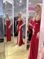 Elegant Sheath Evening Dress With Split Winter Dance Dress Y6389