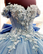 Beaded Princess Quinceanera Dresses with Big Bow Sweet 15 16 Ball Gown Y1485