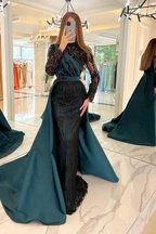 luxury lace embroidered prom dress sexy evening dresses with detachable tail Y4998