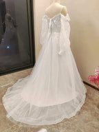 Vestido De Noiva Boho Lace Puffy Tulle Wedding Dresses Bridal Gowns Robe De Mariée Vestidos De Novia