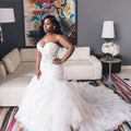 Vestidos De Novia Vintage Lace African Wedding Dresses Sweetheart Mermaid Back Lace Up Tiered Skirts Plus Size Bridal Gowns