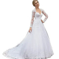 Vintage Italian white bridal dress Lace applique long sleeve tulle sweetheart Sweep Train Saudi Arabian trouw jurken dames