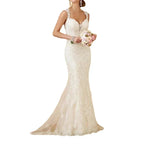 Vintage Lace Garden Wedding Dresses Sweetheart Open Back Wide Straps Mermaid Bride Wedding Gowns Long Train vestidos de novia