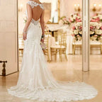 Vintage Lace Garden Wedding Dresses Sweetheart Open Back Wide Straps Mermaid Bride Wedding Gowns Long Train vestidos de novia