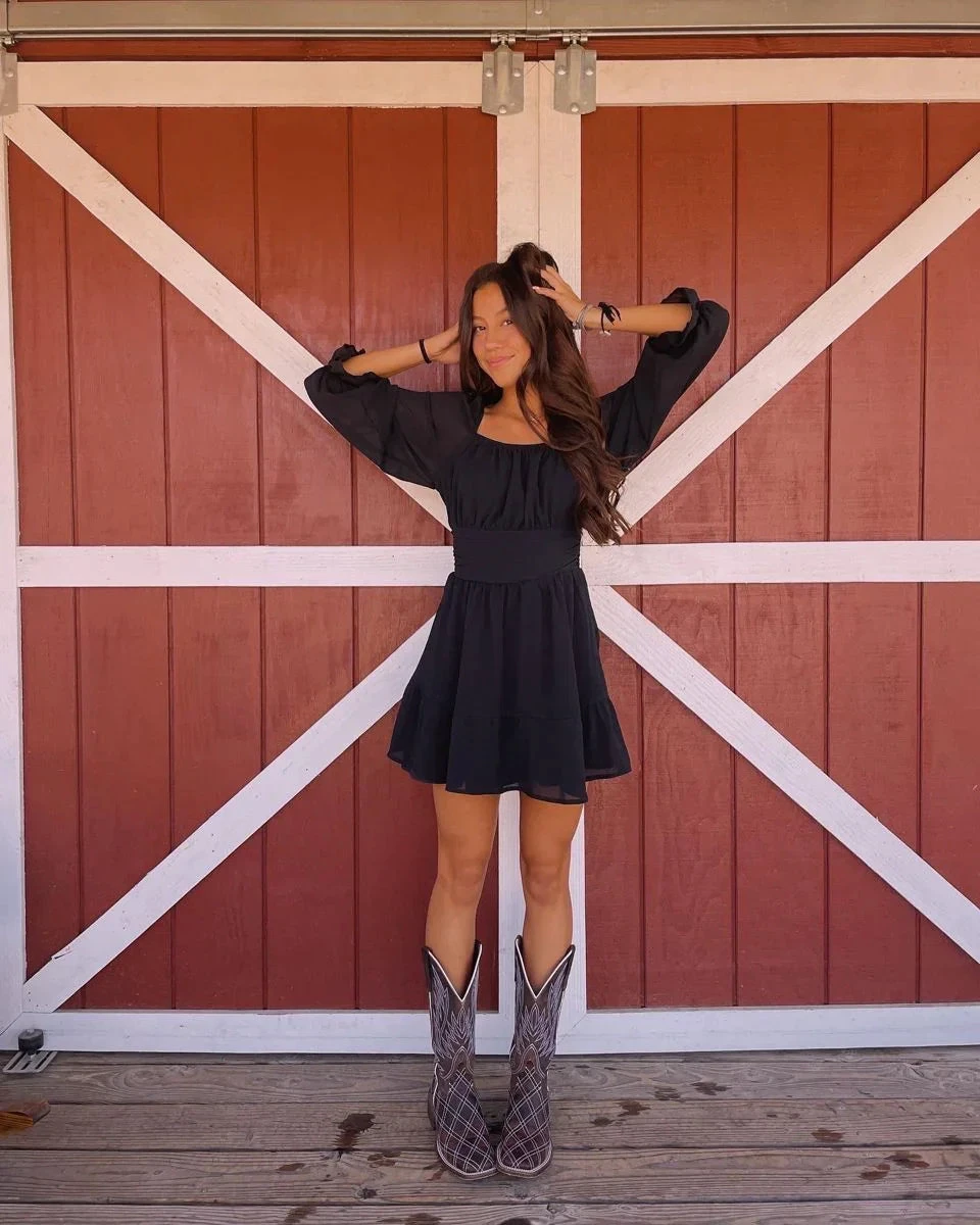 Black A-line Chiffon Homecoming Dress Casual Dress Y2836