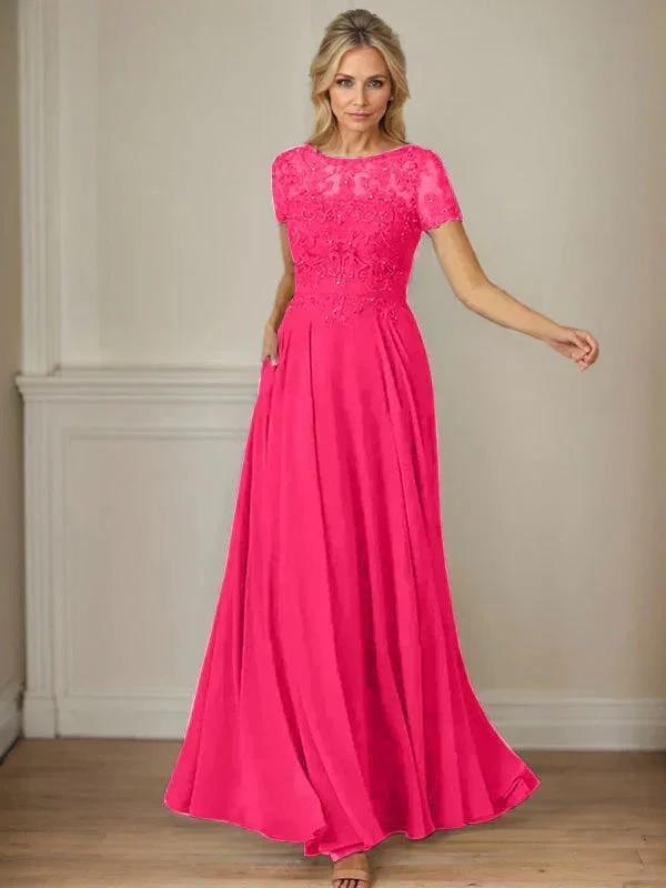 Dark Navy A-Line Boatneck Sequins Chiffon Dress
