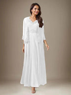 Plum A-Line Sequins Chiffon Dress