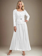 A-line Square Ankle-Length Chiffon Mother of the Bride Dress With Pleated